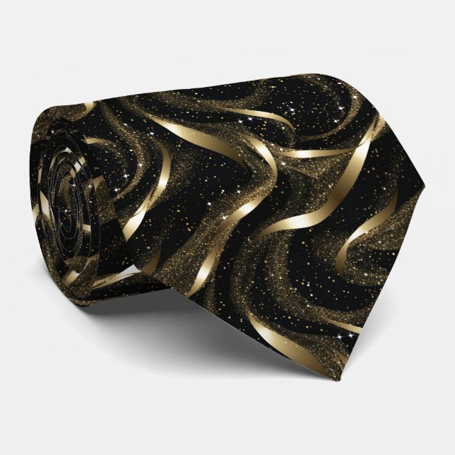 Elegantes Gold und Schwarz Krawatte (Gerollt)
