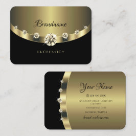 Elegantes Gold und schwarz schimmernde Juwelen Rhi Visitenkarte