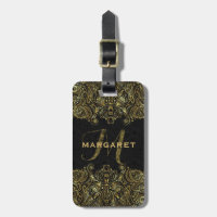 Elegantes Gold und schwarze Flora Paisley Lace