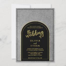 Elegantes Gold und schwarze Hochzeit Einladung