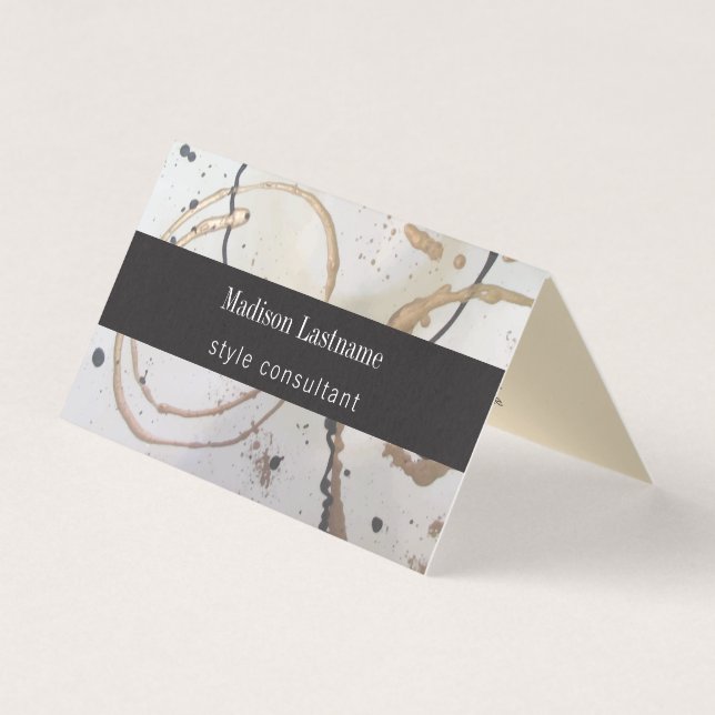 Elegantes Gold und schwarzes abstraktes Visitenkarten (Vorderseite)