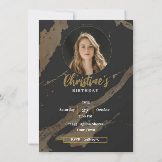 Elegantes Gold und schwarzes Foto | Erwachsene zum Einladung
