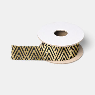 Elegantes Gold- und schwarzes Kunstglitter-Art-Dec Satinband