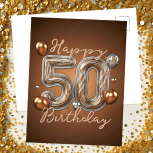 Elegantes Gold und Silber Akzente 50. Geburtstag Postkarte