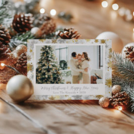 Elegantes Gold und Silver Snowflake Weihnachts-Fot Feiertagspostkarte