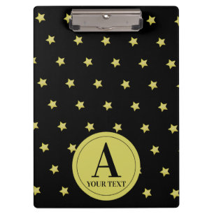 Elegantes Gold- und Sternmuster-Monogramm Klemmbrett