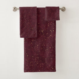 Elegantes Gold und Wein Badhandtuch Set