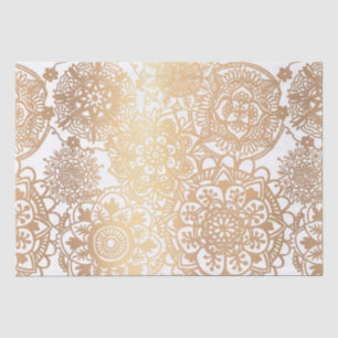 Elegantes Gold und Weiß Mandala Muster Seidenpapier
