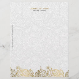 Elegantes Gold und Weiß Paisley Lace Briefkopf