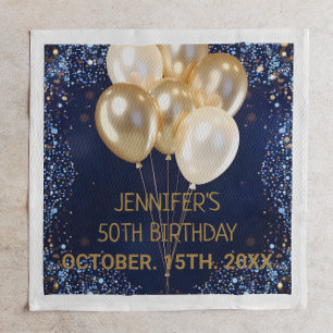 Elegantes Gold und weiße Balloons zum Blitzen Serviette
