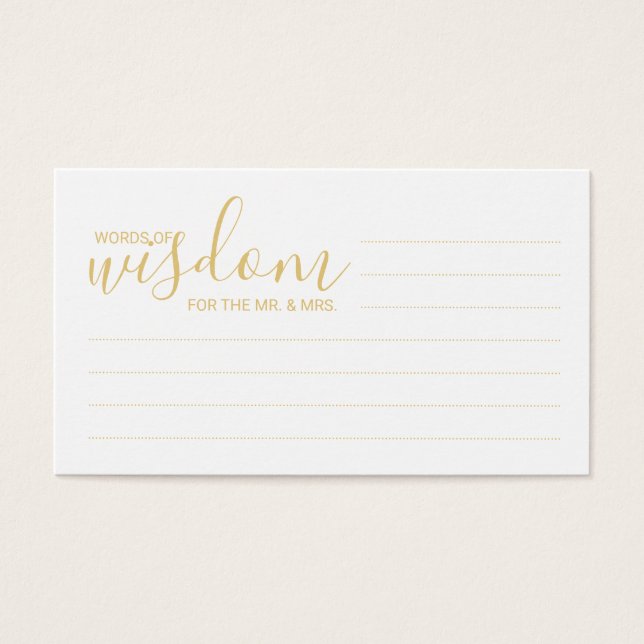 Elegantes Gold und weiße Hochzeiten Worte der Weis (Vorderseite)