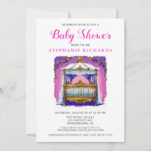 Elegantes Gold und weiße Spitzen Kinderdusche Rosa