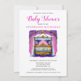 Elegantes Gold und weiße Spitzen Kinderdusche Rosa Einladung