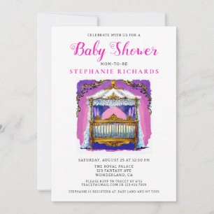 Elegantes Gold und weiße Spitzen Kinderdusche Rosa Einladung