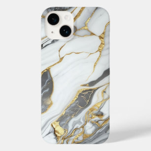 Elegantes Gold und weißer Marmor Case-Mate iPhone 14 Hülle