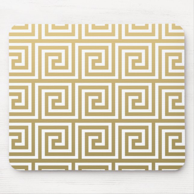 Elegantes Gold und weißes griechisches Mousepad (Vorne)