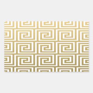 Elegantes Gold und weißes griechisches Rechteckiger Aufkleber