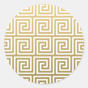 Elegantes Gold und weißes griechisches Runder Aufkleber