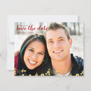 Elegantes Gold und Weißkirsche Blossom Oriental Save The Date
