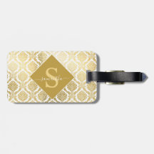 Elegantes Gold und White Damask Personalisiert