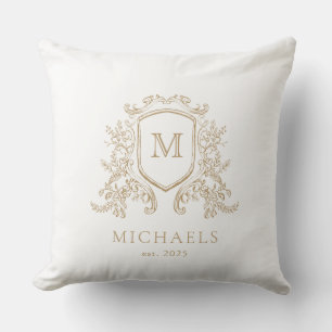 Elegantes Gold- und White-Monogramm-Kissen Kissen