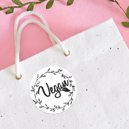 Elegantes Gold Vegan Leaf Runder Aufkleber