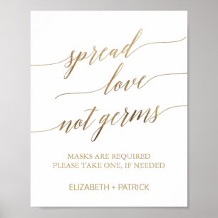 Elegantes Gold Verbreitet Liebe, nicht Keime Maske Poster