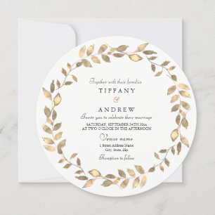 Elegantes Gold Verlass Wreath Moderne Hochzeit Ein Einladung