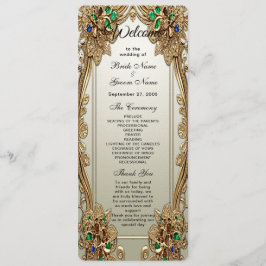 Elegantes Gold Verziert Wedding Program Programm