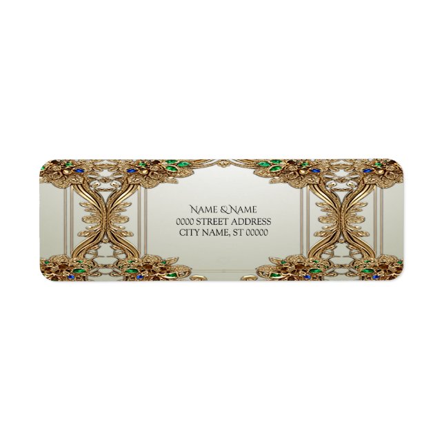Elegantes Gold Verzierte Rücksendeadresse (Vorne)