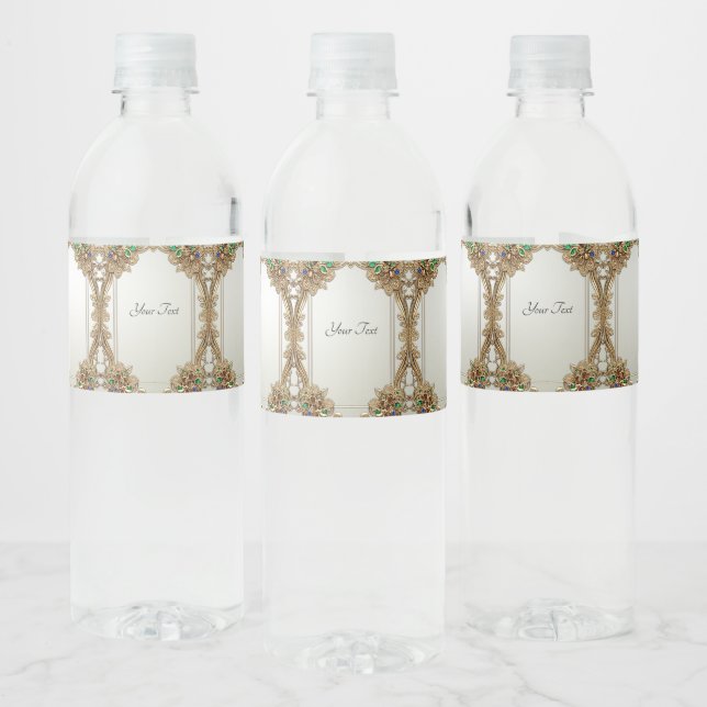 Elegantes Gold Verziertes Wasser Flasche-Label (Flaschen)