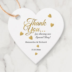 Elegantes Gold Vielen Dank Herzenshochzeit Geschenkanhänger