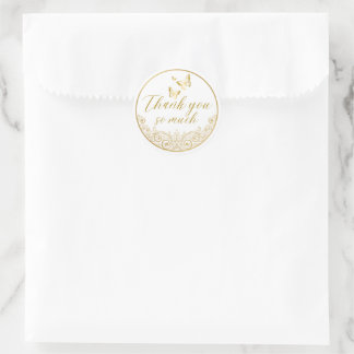 Elegantes Gold Vielen Dank — Partygeschenk-Stab Runder Aufkleber