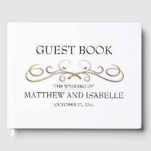 Elegantes Gold Viktorianisch Blüh Wedding Gästebuc Gästebuch