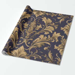 Elegantes Gold Vintag Damaskus Geschenkpapier