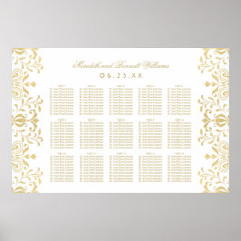 Elegantes Gold Vintager Glamour Hochzeitssitze Poster