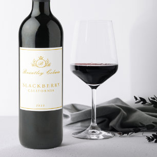 Elegantes Gold Vintages Monogramm Wine White Label Weinetikett