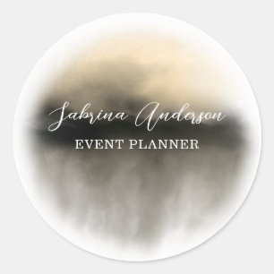 Elegantes Gold Watercolor Elliptisches Abstraktes Runder Aufkleber