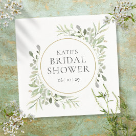 Elegantes Gold Watercolor Grünes Brautparty Serviette