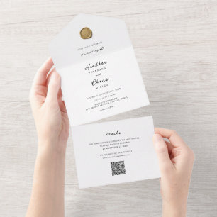 Elegantes Gold Wax Siegel Einzigartige Hochzeit All In One Einladung