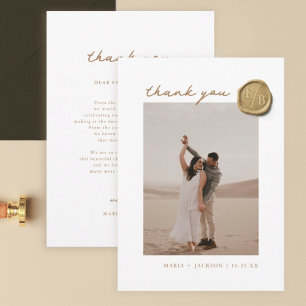 Elegantes Gold Wax Siegel Foto Hochzeit Vielen Dan Dankeskarte