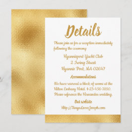 Elegantes Gold Wedding Directions Details Glam Einladung