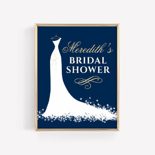 Elegantes Gold Wedding Gown Brautparty Willkommen Poster