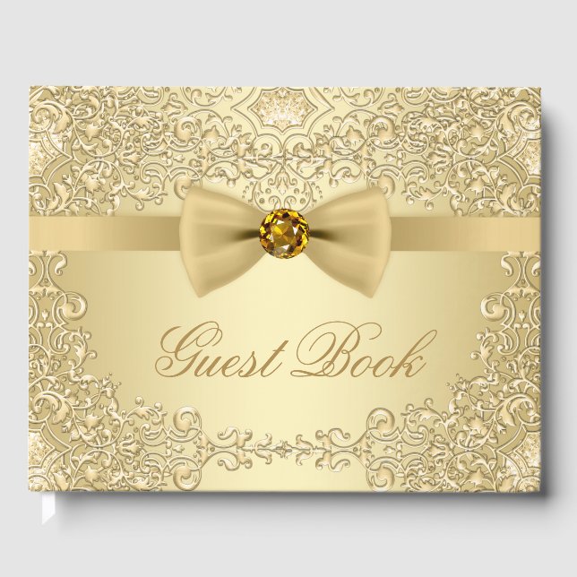 Elegantes Gold Wedding Party Event Gästebuch (Vorderseite)