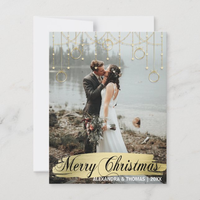 Elegantes Gold Weihnachten Erstes Verheiratetes Ve (Vorderseite)