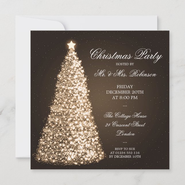 Elegantes Gold Weihnachten-Party Einladung (Vorderseite)