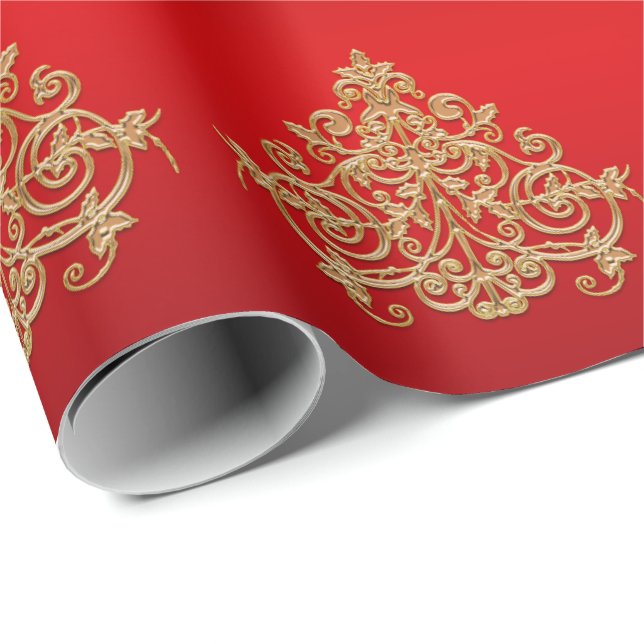 Elegantes Gold Weihnachtsgeschmack Geschenkpapier (Rolleneckpunkt)