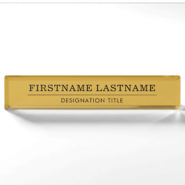 Elegantes Gold Weiß mit Namens Titel Einfache Lini Namensplakette