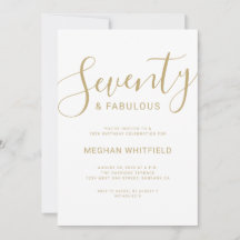 Elegantes Gold Weiß Siebzig Schriftzug 70. Geburts