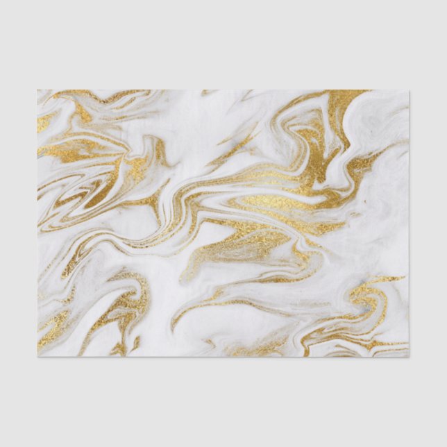 Elegantes Gold Weißes Imitat Marmor Weihnachten Seidenpapier (Vorderseite)